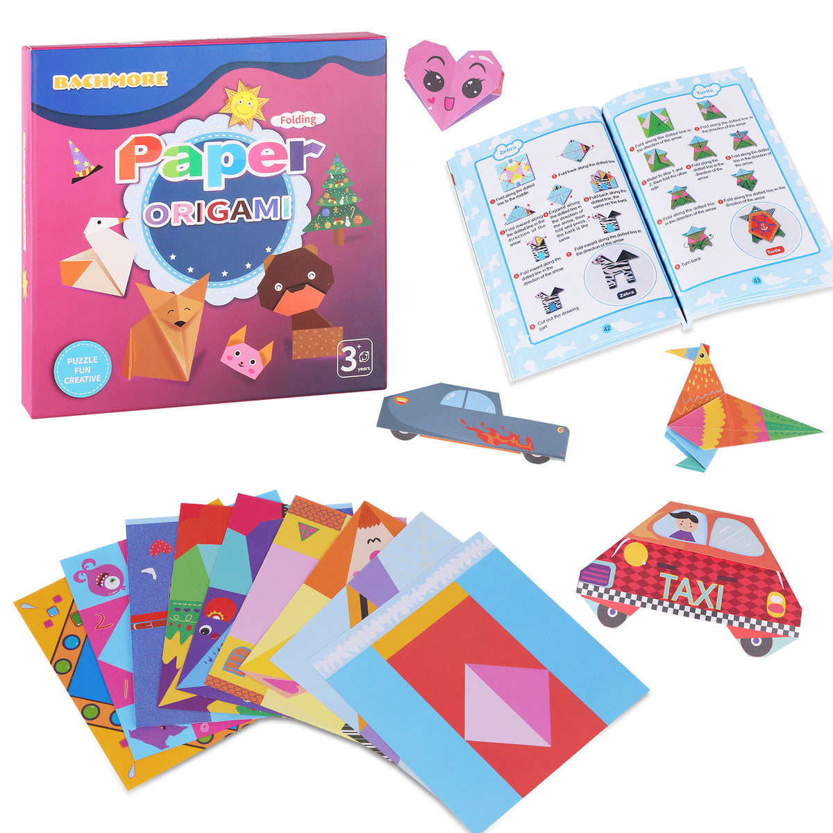 Kids Origami Kit 108 Double Sided Vivid Origami Papers 54 Pairs Origami  Projects Instructional Origami Book Origami for Kids