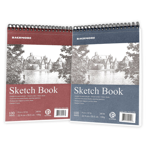 Cholemy 6 Pcs 9 x 12 Sketchbook Pads, 100 Sheets Each, 68lb