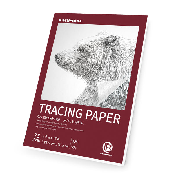 Bachmore 9”X12” Artist’s Tracing Paper Pad, 75 Sheets – Translucent Tracing Paper for Pencil, Marker and Ink - Trace Images, Sketch, Preliminary